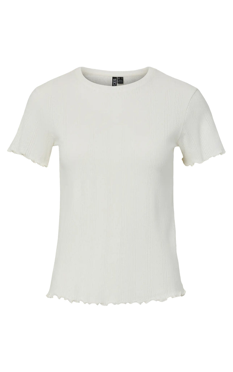 Marie Pointelle Tee in Cloud Dancer