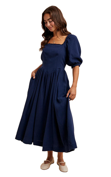 Zuri Dress in Navy