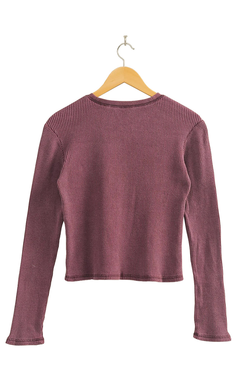 Emerson Waffle Long Sleeve Top in Plum
