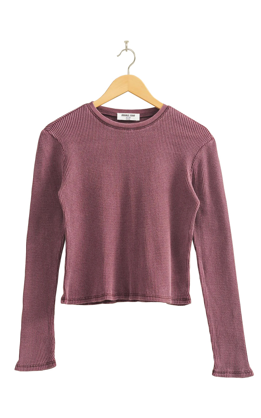 Emerson Waffle Long Sleeve Top in Plum