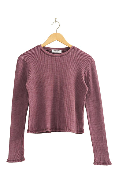 Emerson Waffle Long Sleeve Top in Plum