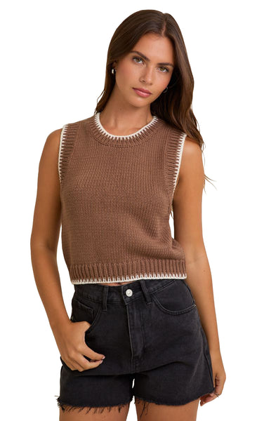Camryn Sweater Vest in Mocha