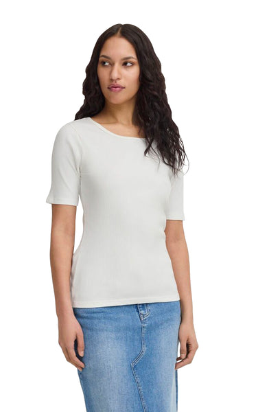 Palmer Rib Short Sleeve Top in Cloud