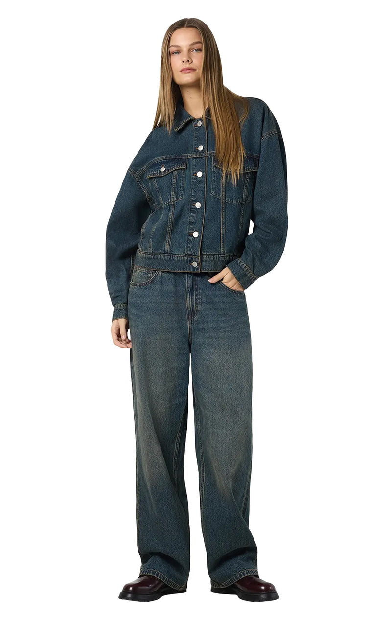 Fanja Oversize Denim Jacket in Dark Blue Denim