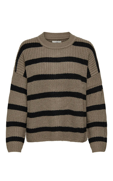 Justy Stripe Sweater in Walnut and Black