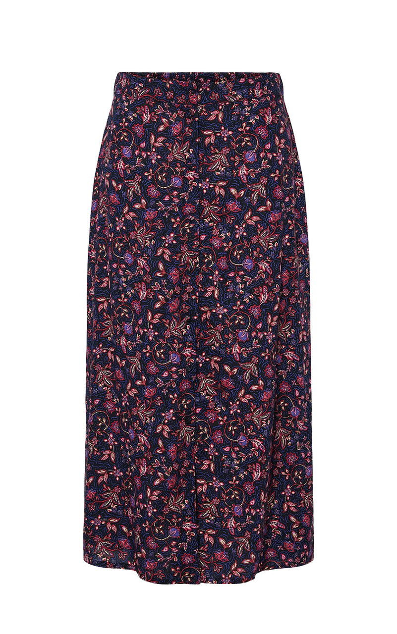 Jinera Midi Skirt in Black Flower