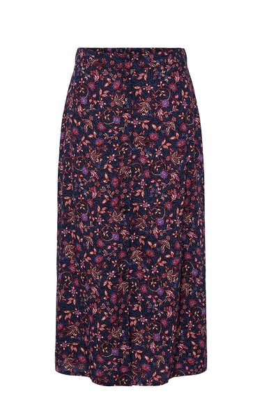 Jinera Midi Skirt in Black Flower