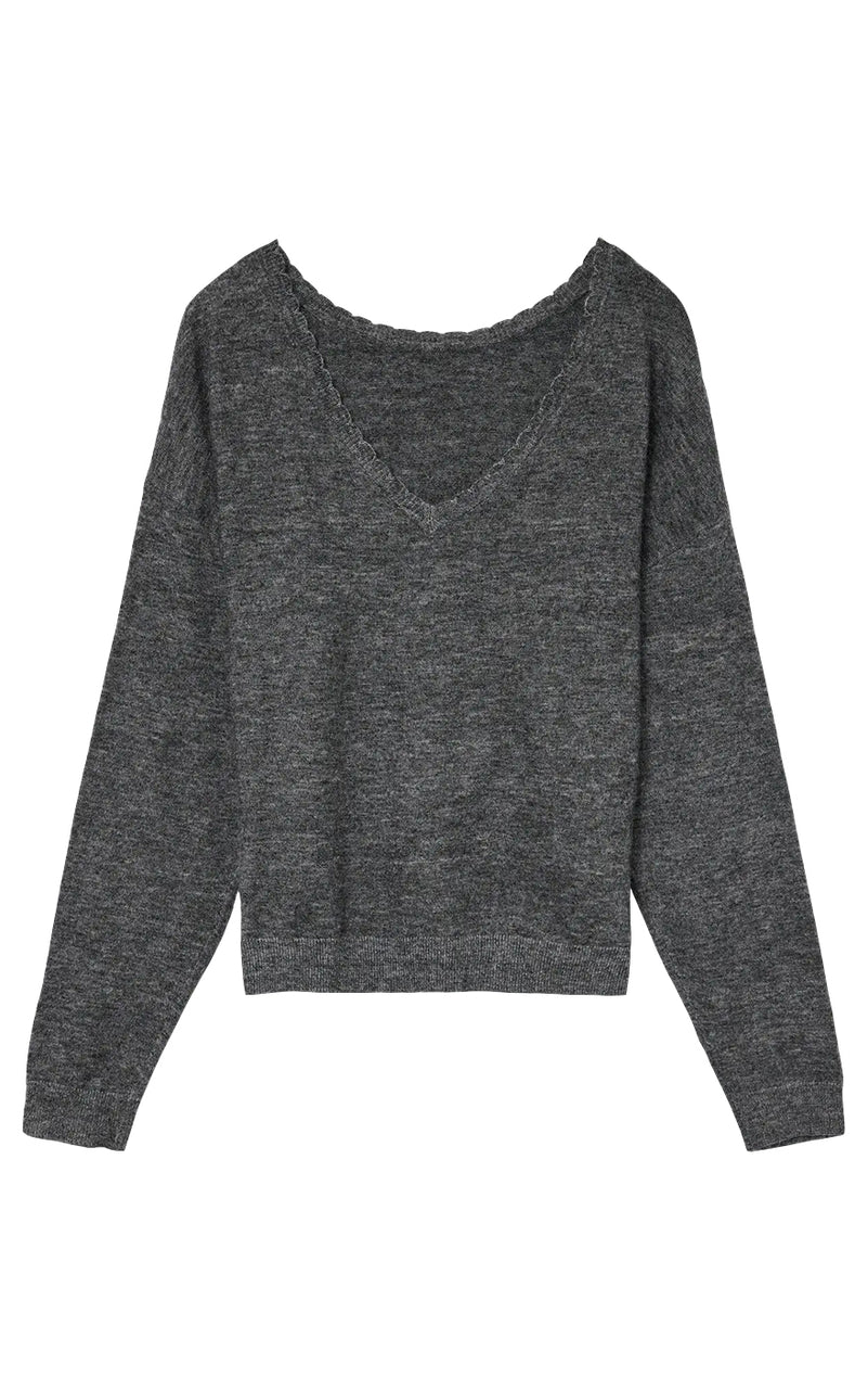Marina 2-Way Sweater in Dark Grey Melange