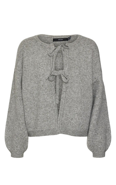 Bow Cardigan in Medium Grey Melange