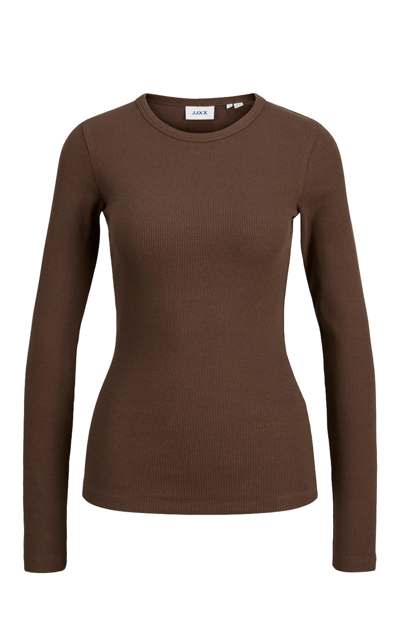 Freya Long Sleeve Rib Tee in Bracken