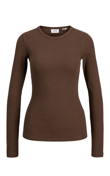 Freya Long Sleeve Rib Tee in Bracken