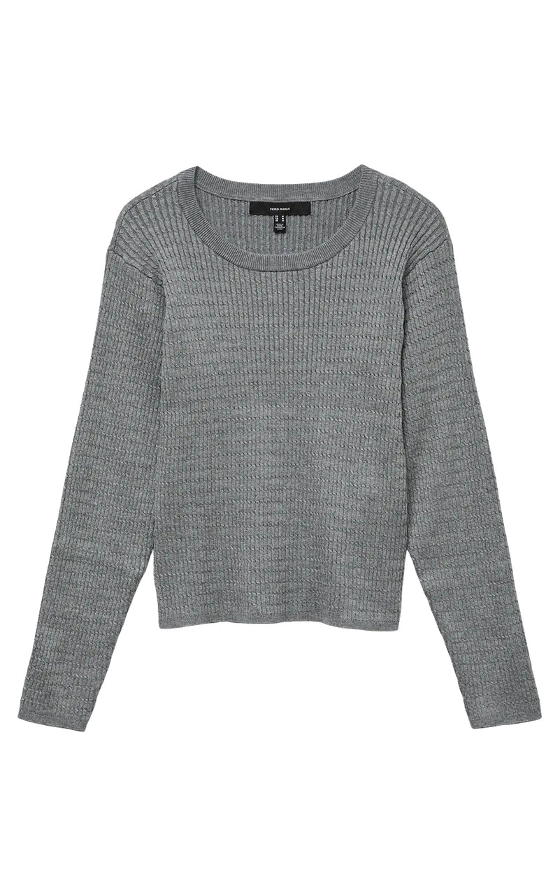 Silje Cable Sweater in Medium Grey Melange