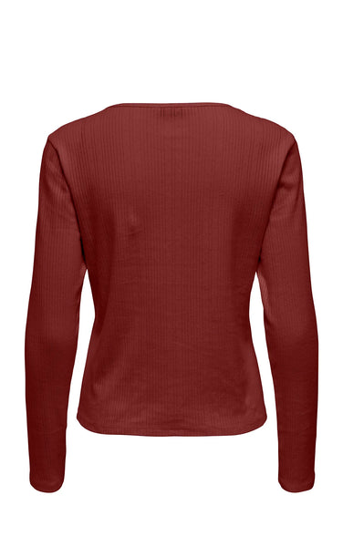 Bremen O-Neck Long Sleeve Top in Madder Brown