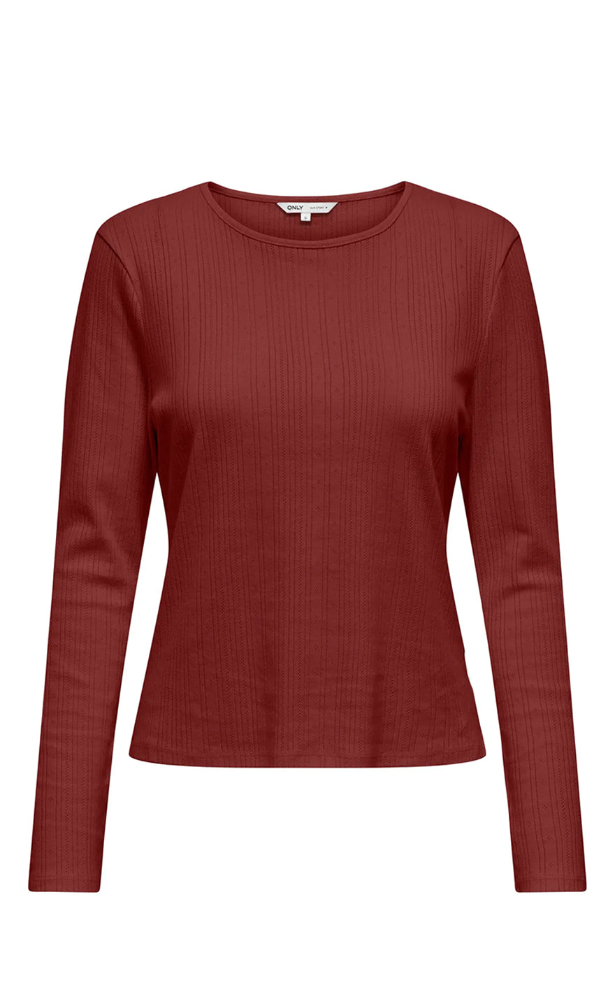 Bremen O-Neck Long Sleeve Top in Madder Brown