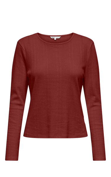 Bremen O-Neck Long Sleeve Top in Madder Brown