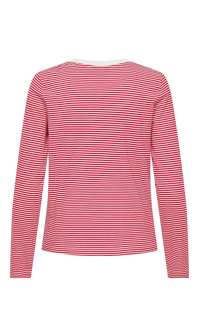 Pisa Long Sleeve Print Top in Cloud Dancer/Ski Patrol Stripe