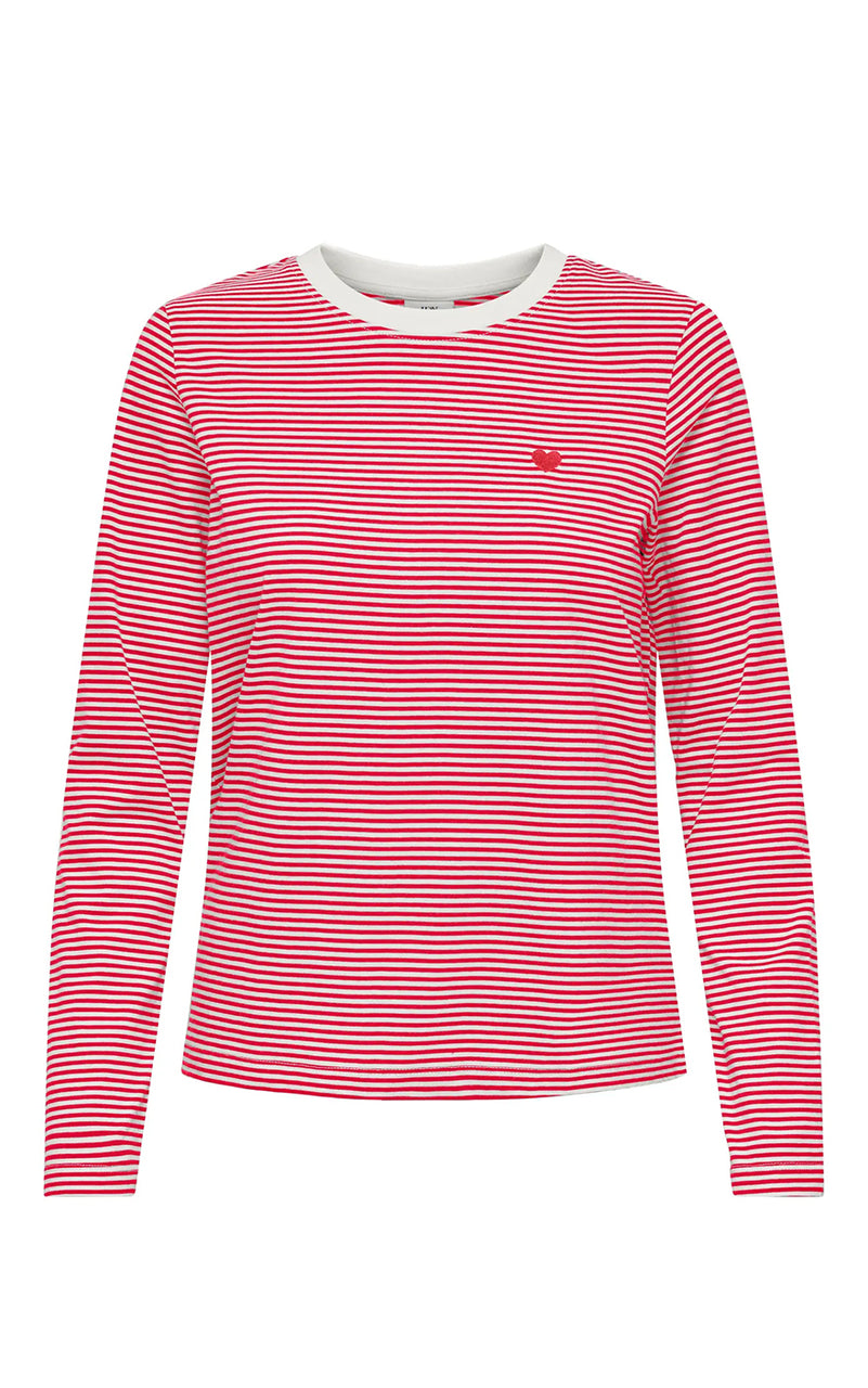 Pisa Long Sleeve Print Top in Cloud Dancer/Ski Patrol Stripe