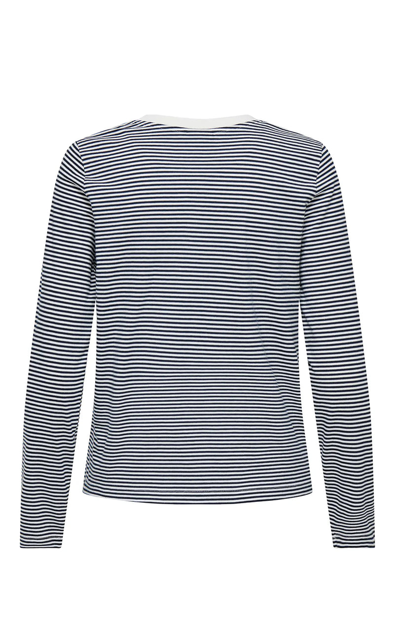 Pisa Long Sleeve Print Top in Cloud Dancer/Sky Captain Stripe