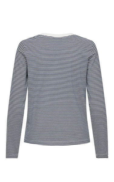 Pisa Long Sleeve Print Top in Cloud Dancer/Sky Captain Stripe