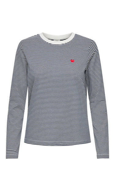 Pisa Long Sleeve Print Top in Cloud Dancer/Sky Captain Stripe