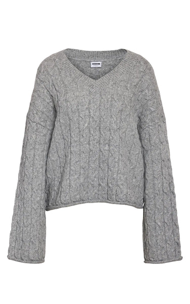 Eloise Cable Sweater in Medium Grey Melange