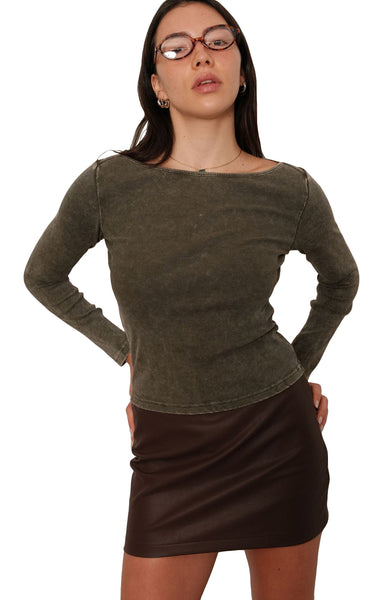 Harriet Boatneck Long Sleeve in Washed Army