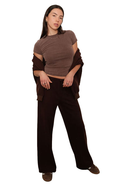 Micro Rib Tee in Washed Brown