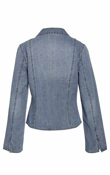 Maisy Long Sleeve String Shirt in Light Blue Denim