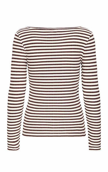 Cella Long Sleeve Top in Coffee Bean/Cloud Dancer