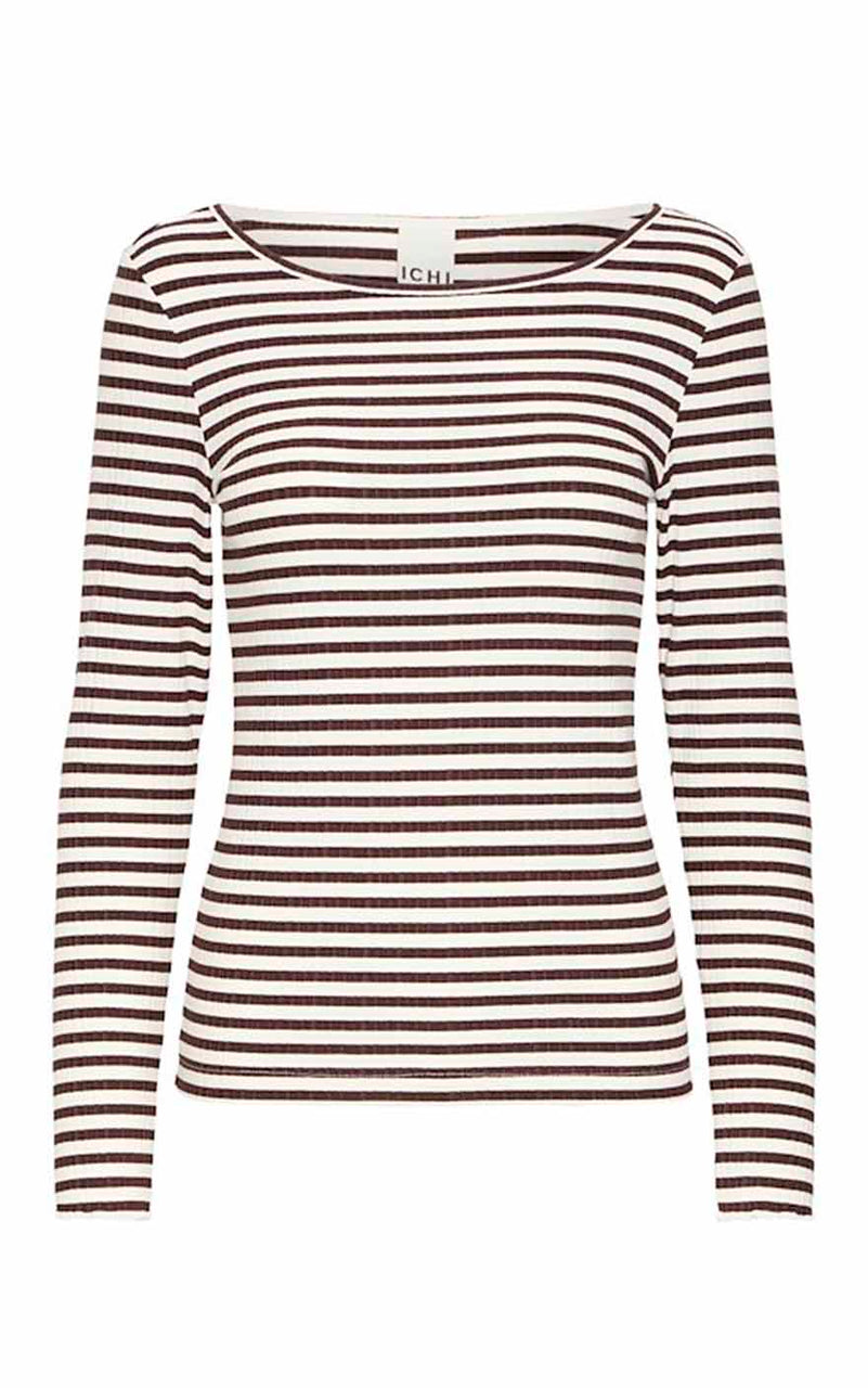 Cella Long Sleeve Top in Coffee Bean/Cloud Dancer