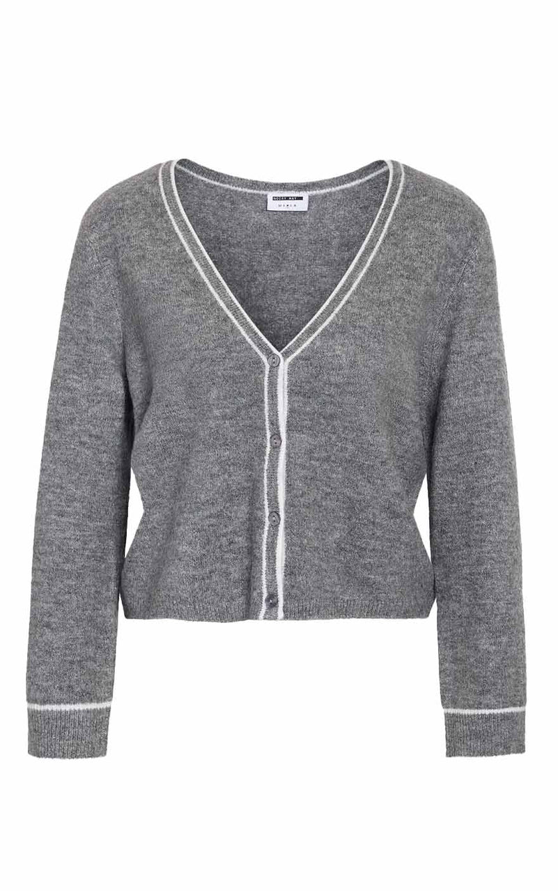 Skylar Contrast Cardigan in Medium Grey Melange