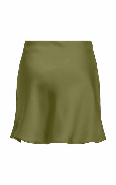 Mika Satin Short Skirt in Peat Moss