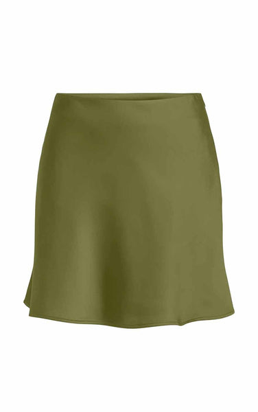 Mika Satin Short Skirt in Peat Moss
