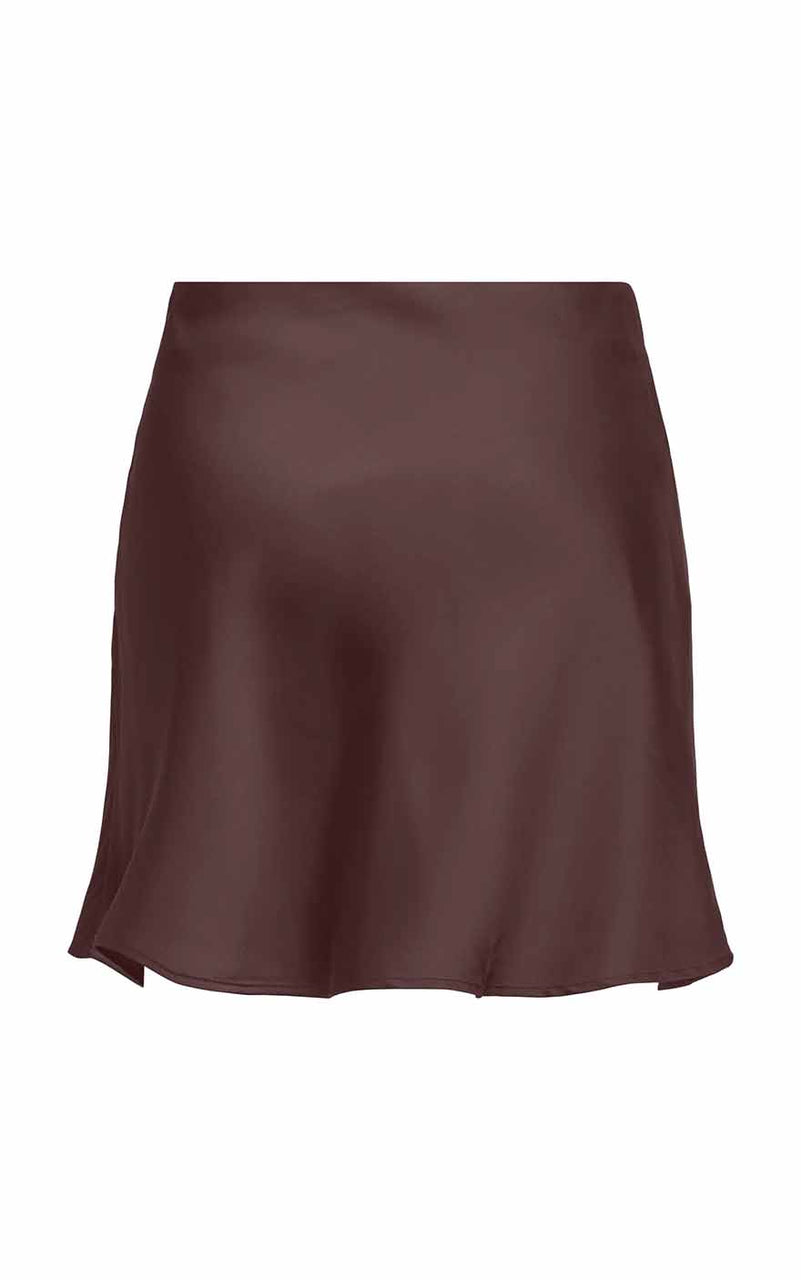 Mika Satin Short Skirt in Decadent Chocolate