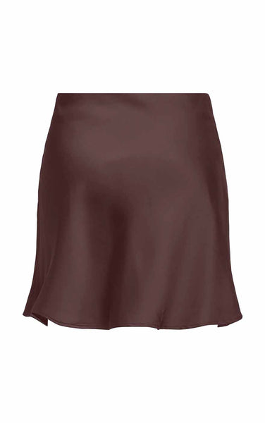 Mika Satin Short Skirt in Decadent Chocolate