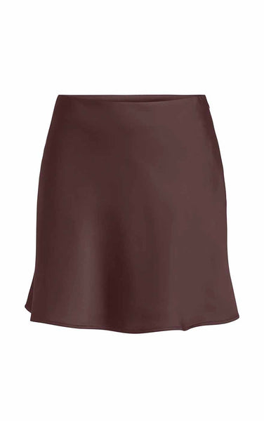 Mika Satin Short Skirt in Decadent Chocolate