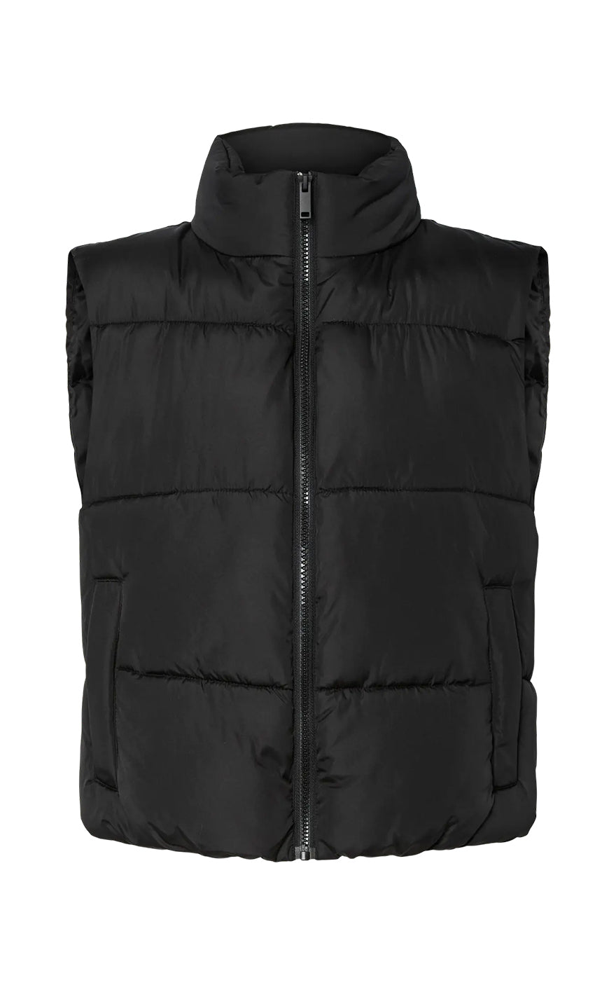 Bee Short Puffer Vest in Black
