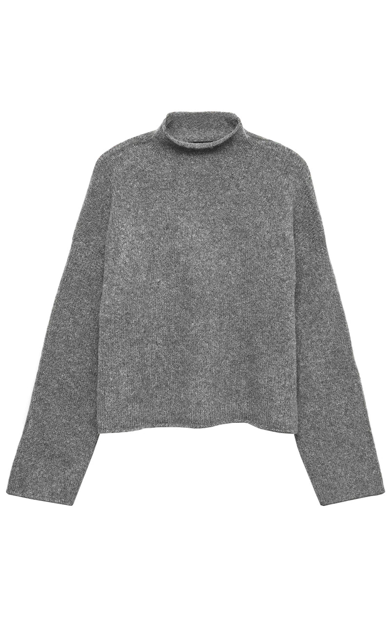 Mirla High Neck Sweater in Medium Grey Melange