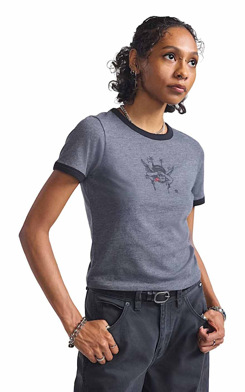 Cruzing Ringer Tee in Asphalt Heather