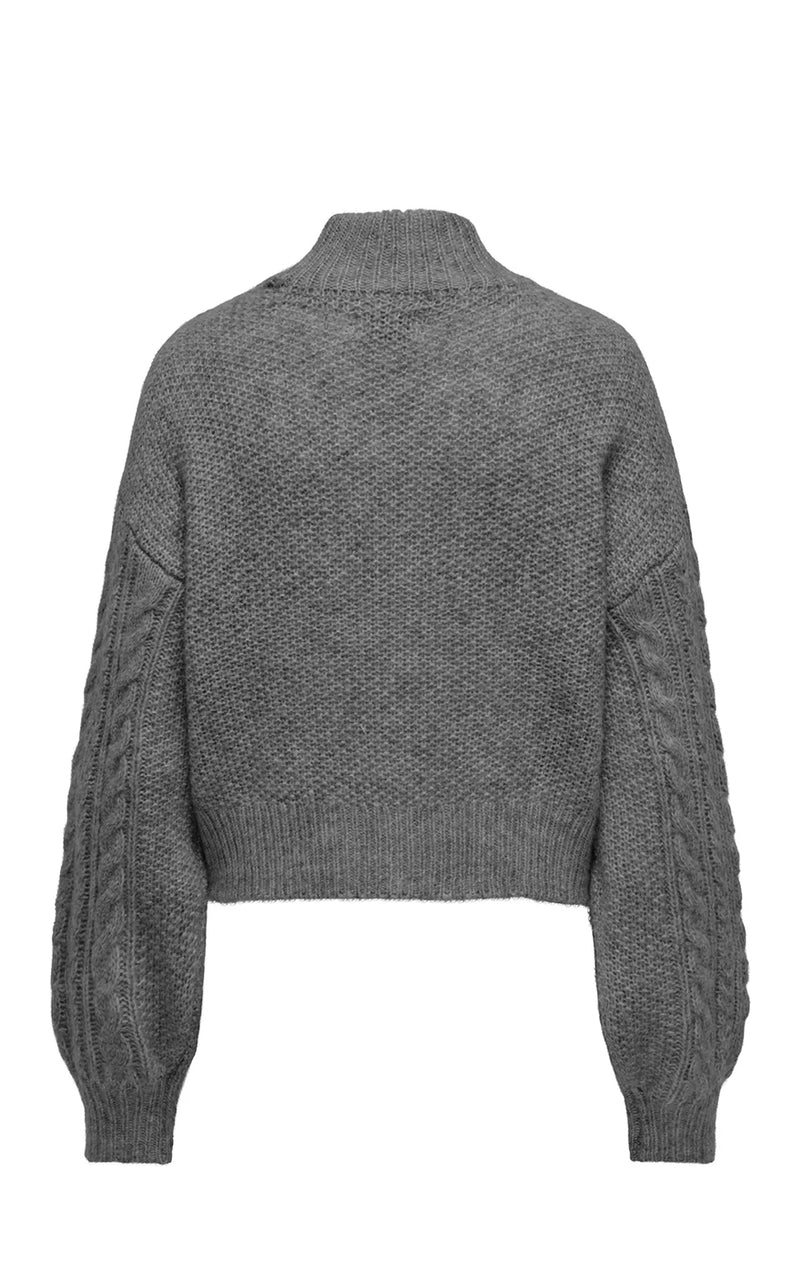 Ida Life High Neck Sweater in Medium Grey Melange