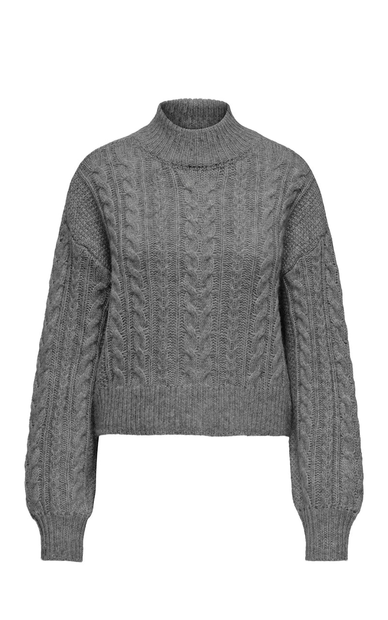 Ida Life High Neck Sweater in Medium Grey Melange