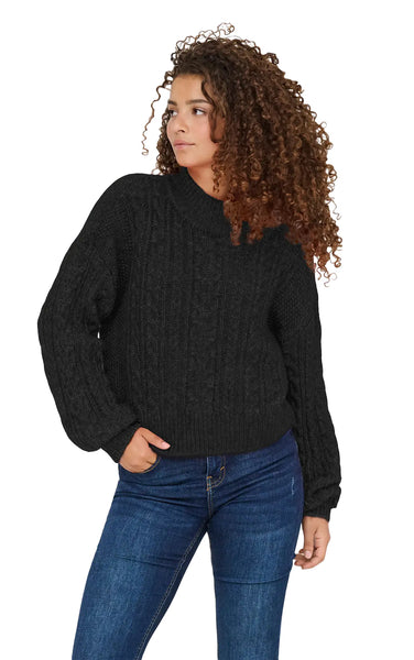 Ida Life High Neck Sweater in Black Melange