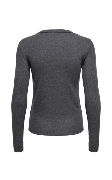 Lucky O-Neck Long Sleeve in Dark Grey Melange