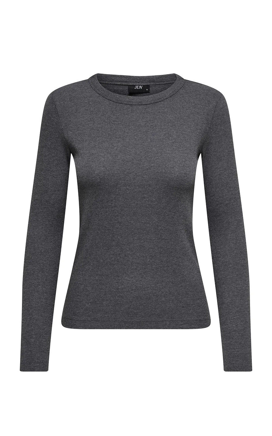 Lucky O-Neck Long Sleeve in Dark Grey Melange
