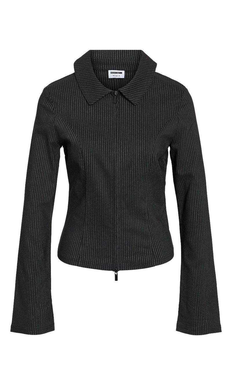 Wayne Zip Top in Black Morel