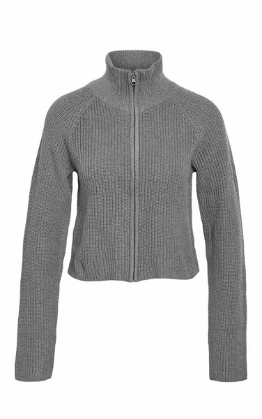 Dara Zip Cardigan in Medium Grey Melange