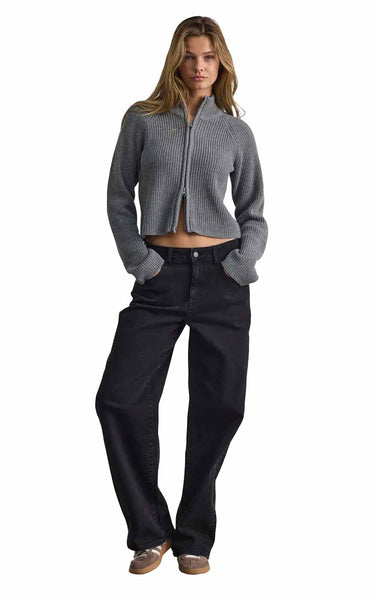 Dara Zip Cardigan in Medium Grey Melange