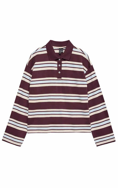 Lianna Long Sleeve Polo in Winetasting Moa
