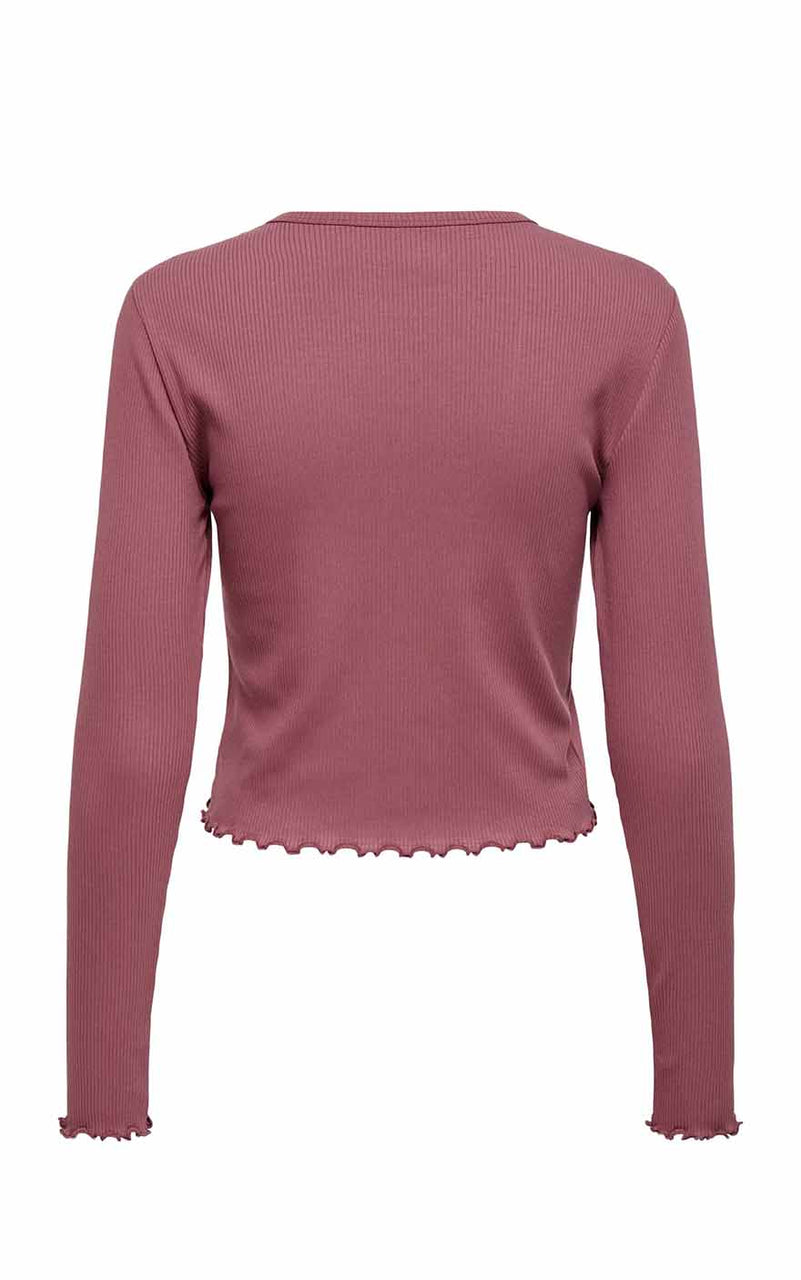 Line Long Sleeve Cardigan in Rose Brown