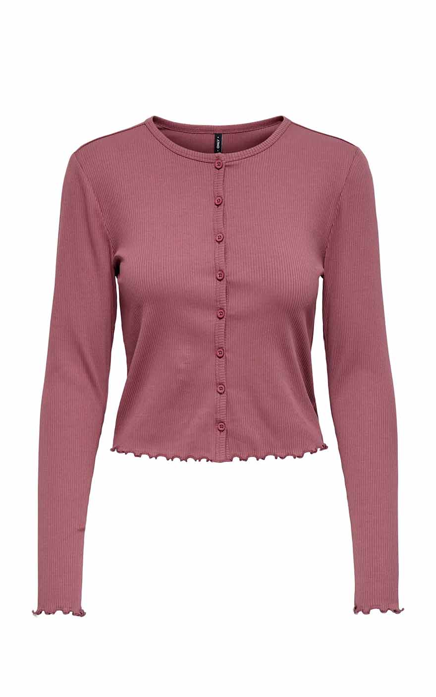 Line Long Sleeve Cardigan in Rose Brown